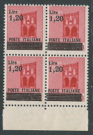 1945 LUOGOTENENZA SOPRASTAMPATO 1,20 LIRE QUARTINA MNH ** - SV11-4 - Mint/hinged
