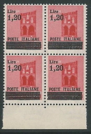 1945 LUOGOTENENZA SOPRASTAMPATO 1,20 LIRE QUARTINA MNH ** - SV11-7 - Mint/hinged