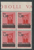 1945 LUOGOTENENZA SOPRASTAMPATO 1,20 LIRE QUARTINA MNH ** - SV11-2 - Mint/hinged