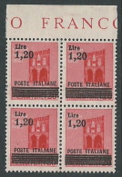 1945 LUOGOTENENZA SOPRASTAMPATO 1,20 LIRE QUARTINA MNH ** - SV10-9 - Mint/hinged
