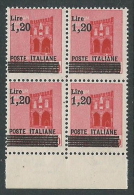 1945 LUOGOTENENZA SOPRASTAMPATO 1,20 LIRE QUARTINA MNH ** - SV11-3 - Mint/hinged