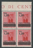1945 LUOGOTENENZA SOPRASTAMPATO 1,20 LIRE QUARTINA MNH ** - SV10-8 - Mint/hinged