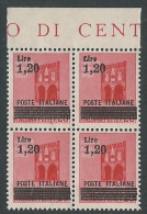 1945 LUOGOTENENZA SOPRASTAMPATO 1,20 LIRE QUARTINA MNH ** - SV10-8 - Neufs