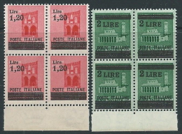 1945 LUOGOTENENZA SOPRASTAMPATO 2 VALORI QUARTINA MNH ** - SV11-3 - Mint/hinged