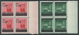 1945 LUOGOTENENZA SOPRASTAMPATO 2 VALORI QUARTINA MNH ** - SV10-9 - Mint/hinged