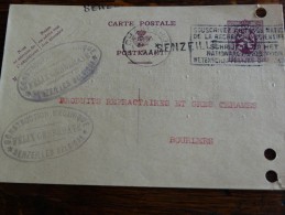 Griffe Senzeille Sur CP Avec Flamme Vers Bourlers - OblCharleroi Le 03/10/1931 - Linear Postmarks