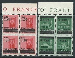 1945 LUOGOTENENZA SOPRASTAMPATO 2 VALORI QUARTINA MNH ** - SV11-8 - Mint/hinged