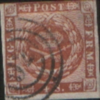Danimarca Danmark Denmark Dänemark 1858  Valore Da 4s  Yv. 8  VFU - Used Stamps