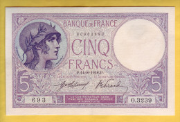BILLET FRANCAIS - 5 Francs Violet 14-8-1918 SUP+ - 5 F 1917-1940 ''Violet''