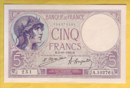 BILLET FRANCAIS - 5 Francs Violet 5-10-1922 SUP+ - 5 F 1917-1940 ''Violet''