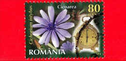 ROMANIA - Usato - 2013 - Fiori - Cicoria (Cichorium Inthybus) - Chicory - Orologio 6 A.m -  80 - Used Stamps