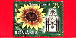 ROMANIA - Usato - 2013 - Fiori - Girasole (Helianthus Annuus) - Sunflower - Orologio 9 A.m - 2.40 - Oblitérés