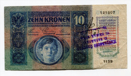Serbie Serbia Ovp Austria Hungary Overprint  10 Kronen 1915 RARE !!! # 4 GOOD GRADE - Servië