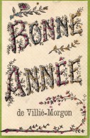 BONNE ANNEE DE VILLIE-MORGON CARTE PAILLETEE RARE - Villie Morgon
