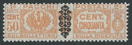 1945 LUOGOTENENZA PACCHI POSTALI 50 CENT MNH ** - SV13 - Postal Parcels