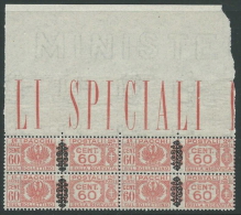 1945 LUOGOTENENZA PACCHI POSTALI 60 CENT QUARTINA LUSSO MNH ** - SV15-3 - Postal Parcels