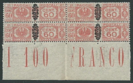 1945 LUOGOTENENZA PACCHI POSTALI 60 CENT QUARTINA LUSSO MNH ** - SV15-6 - Colis-postaux