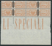 1945 LUOGOTENENZA PACCHI POSTALI 50 CENT QUARTINA LUSSO MNH ** - SV14-7 - Paketmarken