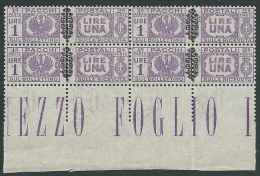 1945 LUOGOTENENZA PACCHI POSTALI 1 LIRA QUARTINA LUSSO MNH ** - SV16-4 - Postal Parcels