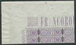 1945 LUOGOTENENZA PACCHI POSTALI 1 LIRA QUARTINA LUSSO MNH ** - SV16-6 - Postal Parcels