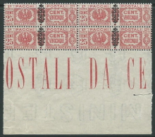 1945 LUOGOTENENZA PACCHI POSTALI 25 CENT QUARTINA LUSSO MNH ** - SV15-8 - Postal Parcels