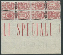 1945 LUOGOTENENZA PACCHI POSTALI 25 CENT QUARTINA LUSSO MNH ** - SV15-9 - Postpaketten