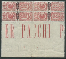 1945 LUOGOTENENZA PACCHI POSTALI 25 CENT QUARTINA LUSSO MNH ** - SV16-4 - Paketmarken