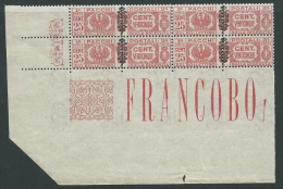 1945 LUOGOTENENZA PACCHI POSTALI 25 CENT QUARTINA LUSSO MNH ** - SV16-5 - Colis-postaux