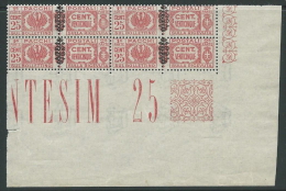 1945 LUOGOTENENZA PACCHI POSTALI 25 CENT QUARTINA LUSSO MNH ** - SV16-7 - Postal Parcels