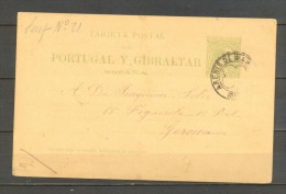 1892, BARCELONA, ENTERO POSTAL ED. 30 CIRCULADO ENTRE ARENYS DE MAR Y GERONA, MAT. TRÉBOL, LLEGADA - 1850-1931