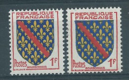 [08] Variété : N° 1002 Bourbonnais Lys Tronqués + Normal  ** - Unused Stamps