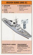 L44 / FICHE CARTE BATEAU NAVIRES CROISEURS DE COMBAT USA LE ARLEIGH BURKE FORMAT CPA - Sonstige & Ohne Zuordnung