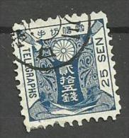 Japon Télégraphe N°8  Côte 2.50 Euros - Telegraphenmarken