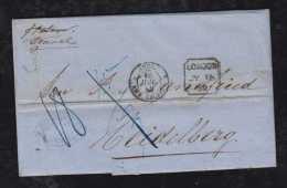 Great Britain 1859 Cover LONDON Via France CALAIS To HEIDELBERG Duchy Baden Germany - Brieven En Documenten