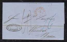 Netherlands 1861 Stampless Cover ROTTERDAM To WIESLOCH Duchy Baden - Briefe U. Dokumente