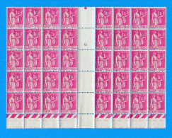 Feuille 40 Timbres Paix N° 369 - 1 Franc Rose - Fogli Completi