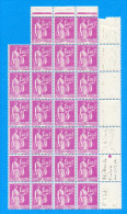 Feuille 27 Timbres Paix N° 371 - 1 Fr 40 Cts - Feuilles Complètes