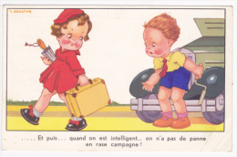 Carte Illustrée L Gougeon - Et Puis...quand On Est Intelligent...on N'a Pas De Panne En Rase Campagne, Circulé 1959 - Gougeon