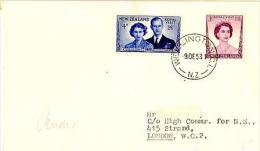 HC 11 - NOUVELLE ZELANDE N° 325/26 Sur Lettre Visite Royale 1953 - Cartas & Documentos