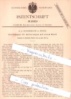 Original Patent - E. A. Bundermann In Zittau , 1882 , Blockwagen Für Gattersägen , Sägewerk !!! - Zittau