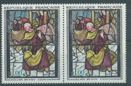 [08] Variété : N° 1377 Eglise Ste-Foy Conches Aube En Partie Blanche Tenant à Normal ** - Unused Stamps