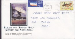 South Africa "Flag" Airmail Per Lugpos Par Avion PRETORIA 1994 Cover Brief USA Satelites Over Southern Africa Cachet - Lettres & Documents