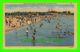 STAMFORD, CT - BEACH ANIMATED AND PAVILION, COMMINGS PARK - TRAVEL IN 1950 - C. T. ART - - Stamford