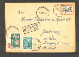 1957 STRZALKOWO, SOBRE CERTIFICADO CIRCULADO A WALBERBERG, BONITO FRANQUEO - Cartas & Documentos