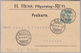 Schweiz 1905-06-24 Rüti Perfin Beleg "H.H." #H018 H. Hess Pilgersteg - Storia Postale