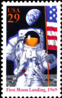 1994 USA Moon Landing Stamp Sc#2841a Famous Armstrong Space Apollo 11 Astronaut Flag Earth - United States