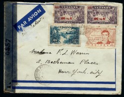 FRANCE-GUINEE LETTRE DE KONATRY VIA DAKAR PAR AVION POUR NEW YORK  1945  AVEC CENSURE  AFFR SENEGAL/GUINEE   LOT P2168 - Lettres & Documents