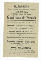 Programme , LE QUESNOY , Au Chalet , Grand Gala De Variétés - Programmes