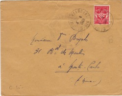AIN -Camp De La Valbonne- 1ere Regiment Infanterie- Enveloppe - 1948 - Military Postage Stamps