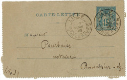 FRANCIA - France - 1896 - 15 - Carte Lettre - Intero Postale - Entier Postal - Postal Stationary - Viaggiata Da Lille... - Kaartbrieven